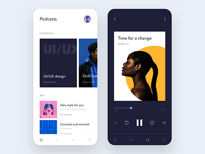 Mobile App - Podcasts app clean colors design minimal mobile typography ui ux vector