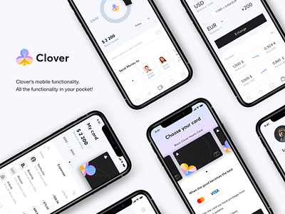 Mobile app - Clover app application branding colors design illustration logo minimal mobile mobile ui ui ux