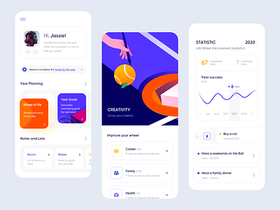 Year.ly - Mobile App app application clean colors design illustration minimal mobile ui ux