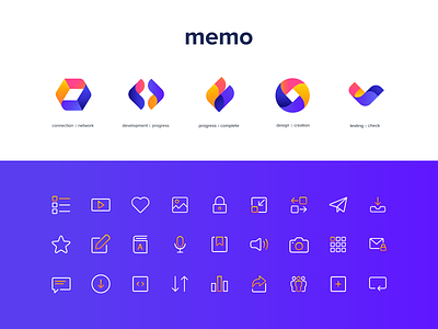 MEMO Custom iconography brand design brand identity branding colors design icon iconography illustration logo minimal vector