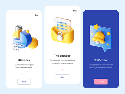 Mobile App - Onboarding with 3D 3d 3d animation 3d artist app design application application design illustration minimal mobile mobile app mobile app design mobile application mobile application design mobile design mobile ui motion motion design motion graphic ui ux