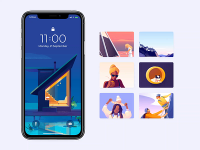 Mobile Wallpapers Set - Outcrowd animation app clean colors design illustration minimal mobile motion ui ux