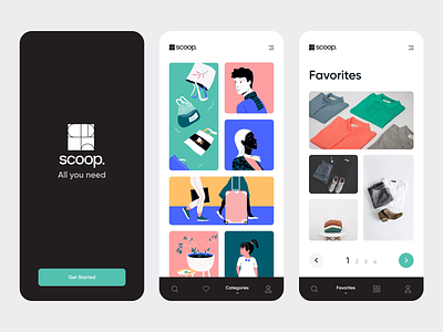 Scoop - eCommerce Mobile Application animation design ecommerce ecommerce design illustration mobile mobile app mobiledesign motion online shop online store ui uiux ux