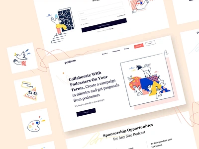 Podcorn - Web Design animation clean colors design illustration illustration in web motion ui ux uxdesign uxui web web design web designer website