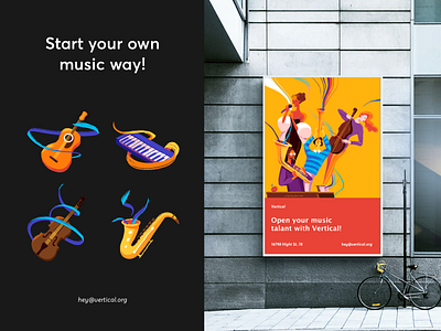 Vertical - Branding for Music School ads advertisment banner brand brand design brand identity branding colors illustration illustrator promote sketch typography ui