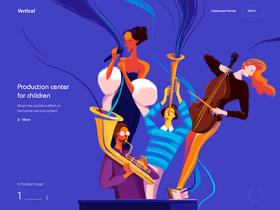 Vertical - Landing Page for Music School animation art colorful colors illustration illustration design illustrator landing landing page motion ui uidesign ux uxdesign web web design