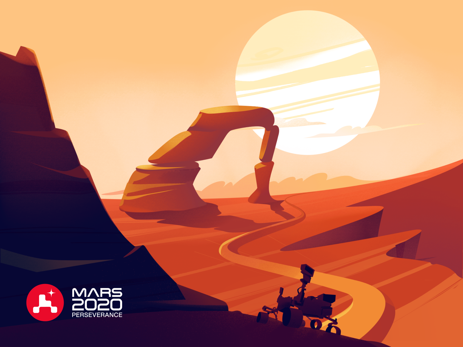 Illustration Mars 2020 Perseverance perseverance mars 2020 nasa 2021 nasa 2020 mars illustration mars nasa illustrator ui colors illustration
