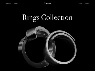 Monro - Landing page design for Jewelry 3d 3d model 3d modeling animation clean dark mode jewelry landing landing design landing page landing page design motion ui ui ux design ui design ux web design