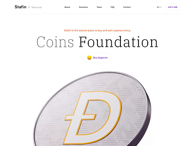 Stafin - Web Design with 3D for Coins Foundation. 3d 3d animation 3d art 3d modeling animation blockchain clean crypto cryptocurrency dogecoin landing design landingpage motion motion design ui uidesign uiux uiuxdesign web design