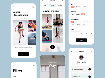 Bimbo - Mobile App Design for Workouts animation clean fitness fitness app mobile mobile app mobile app design mobile app development mobile design motion motion design ui ui design ux ux design video workout app workouts