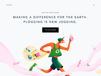 HERO - Web Design for Plogging clean colors ecology illustration illustrator landing design landing page plogging promo ui ui design vector volonteer web design