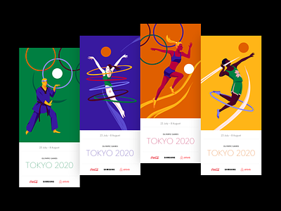 Olympic Games Tokyo - Tickets Design with Illustrations brand brand design bright colors graphic design illustration illustrator olympic olympic games sport sport event tickets tickets design tokyo ui design