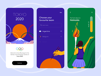Tokyo 2020 - Mobile App Olympic Games colors illustration illustrator mobile app mobile design olympic olympic games sport sport events tokyo tokyo 2020 ui ui design ux