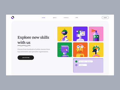 Over - Web Design for Online Education animation clean colors illustration illustrator interaction motion online education online learning skill share ui ui design ux design web web design