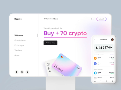 Boom.io - Web and Mobile Design for Crypto Bank animation blockchain colors crypto crypto market cryptocurrency gradient motion nft nft marketplace online banking ui web web app web design