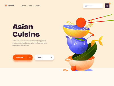 Cuisine - Redesign for Asian Restaurant animation asian asian cuisine colors cuisine illustration motion redesign restaurant ui ui design web web design