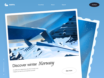 North - Web Design with Norway Illustration blue blue design blue illustration clean colors illustration illustrator norway travel traveling ui web web design world