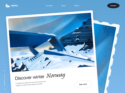 North - Web Design with Norway Illustration blue blue design blue illustration clean colors illustration illustrator norway travel traveling ui web web design world