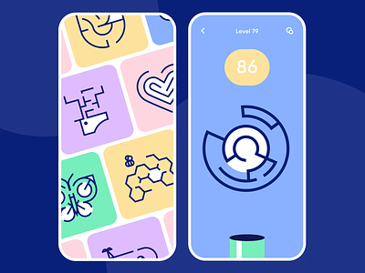Maze - Mobile Game Design with Illustrations animation colors game gamification illustration illustrator mobile mobile design mobile game mobile illustrations mobile ui motion ui ui trends
