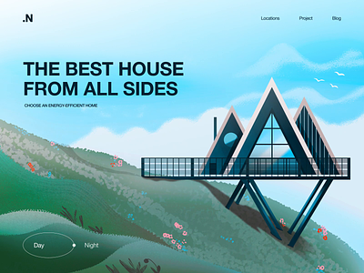 .N - Web Design with Illustration animation colors conscious consumption day night energy house illustration illustrator motion graphics smart home tendency trends ui ui trend web web design zero waste