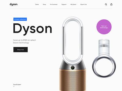 Dyson - Concept for Web Site and Mobile App animation clean dyson dyson design minimal mobile app motion redesign ui ui design ui ux ux web web design web ui