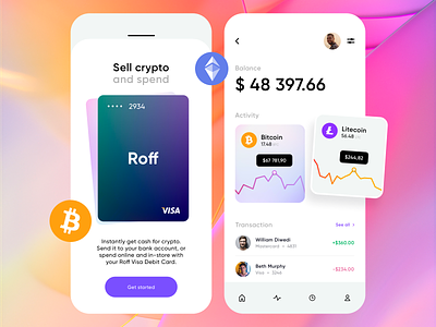 Roff - Mobile App Design Crypto Wallet colors crypto crypto app cryptocurrency gradient mobile mobile app mobile design mobile ui ui ui design ui tips ux design ux tips