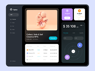 Opleo - Dashboard Design for NFT clean colors dashboard dashboard design design minimal nft nft design ui ui design ui trends ux web web app web design