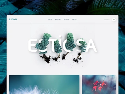 Estiosa blue clean flower green minimal plant turquoise ui volume web website