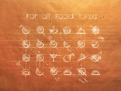 Icons for all food lovers craft. paper eat food icons pencil set sketch white
