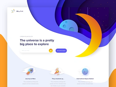 Glax - landing page astronaut galaxy illustration landing moon shapes stars