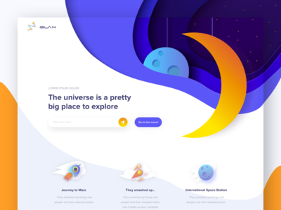 Glax - landing page astronaut galaxy illustration landing moon shapes stars