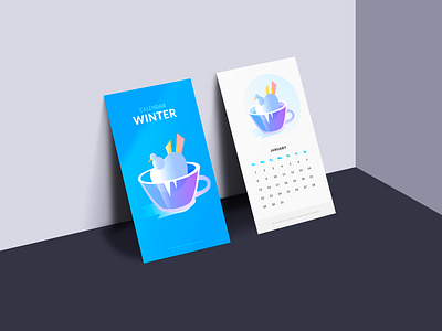 Winter Calendar - Illustration calendar colors cup illustration vectors winter