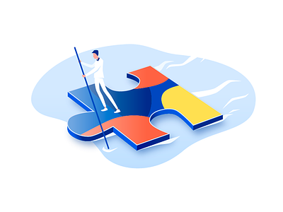 Puzzle Boat - Illustration colors illustration puzzle vector