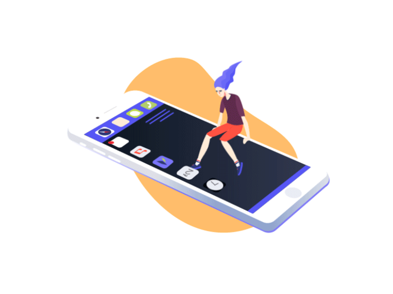 Life of a modern human animation colors illustration life people phone vectors