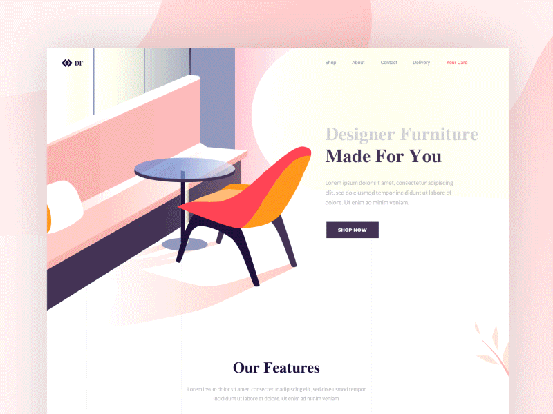 Designer Furniture - Landing Page clean colors design furniture illustration landing one page ui ux web