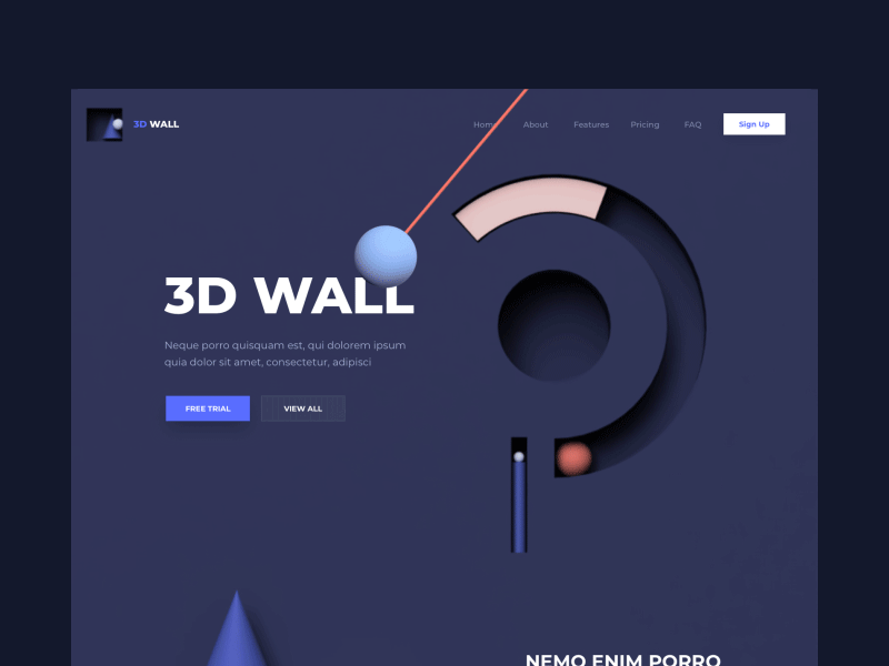 3D Wall - Landing Page clean colors design illustration landing one page ui ux web