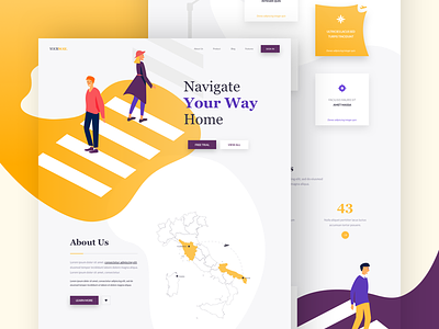 YourWay - Landing Page clean colors design illustration landing one page ui ux web