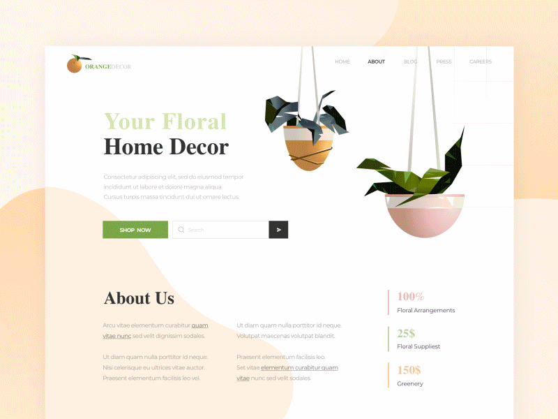 OrangeDecor - Landing Page clean colors design illustration landing one page ui ux web