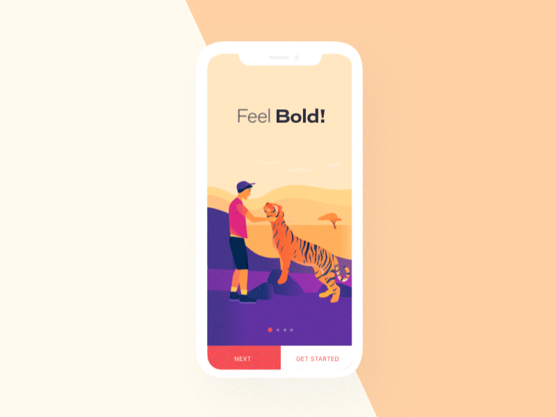 The Bold App clean colors design illustration mobile motion typography ui ux