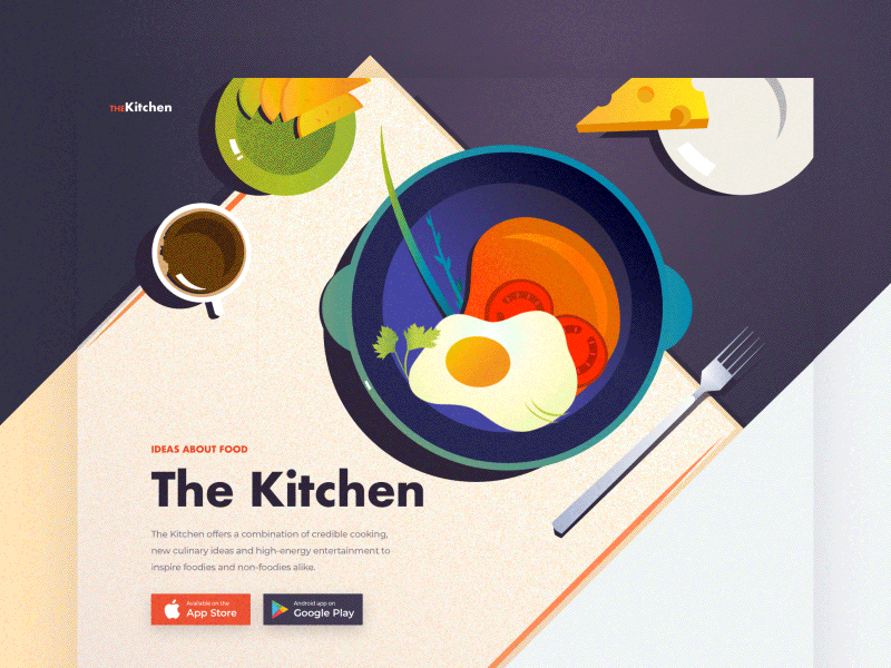 For all food lovers clean colors illustration landing minimal ui ux web website