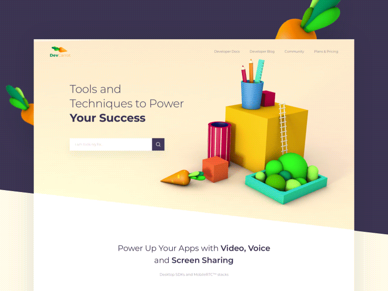 DevCarrot - Landing Page 3 d clean colors illustration landing minimal page ui ux web