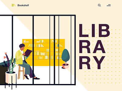 Library animation clean colors illustration landing minimal typography ui ux web