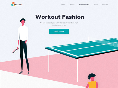 Sprint - Landing Page animation clean colors fashion illustration landing minimal sport ui ux web website