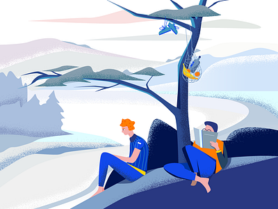 Just Chilling - illustration clean colors design people winter