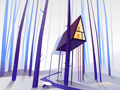 Peaceful House animation clean colors house illustration snow winter