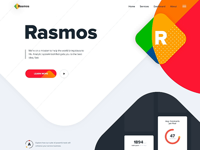 Landing page - Rasmos animation clean colors design landing minimal page ui ux web website