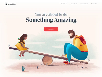 Landing page - African Birds animation clean colors design illustration landing ui ux web website