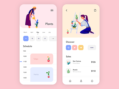 Mobile application - Plants app clean colors design illustration minimal mobile plants ui ux