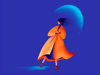 Illustration - Lady in the rain