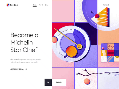 Landing page - Become a Michelin Star Chef! animation clean colors design illustration landing minimal ui ux vectors web website